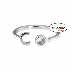 SORTIJA DE PLATA CON LETRA Y UNA CIRCONITA