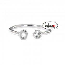 SORTIJA DE PLATA CON LETRA Y UNA CIRCONITA