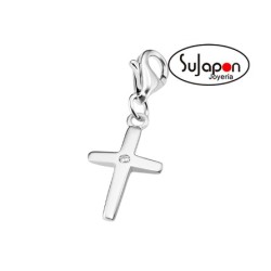 CHARM PLATA CRUZ CON 1 CIRCONITA LOTUS
