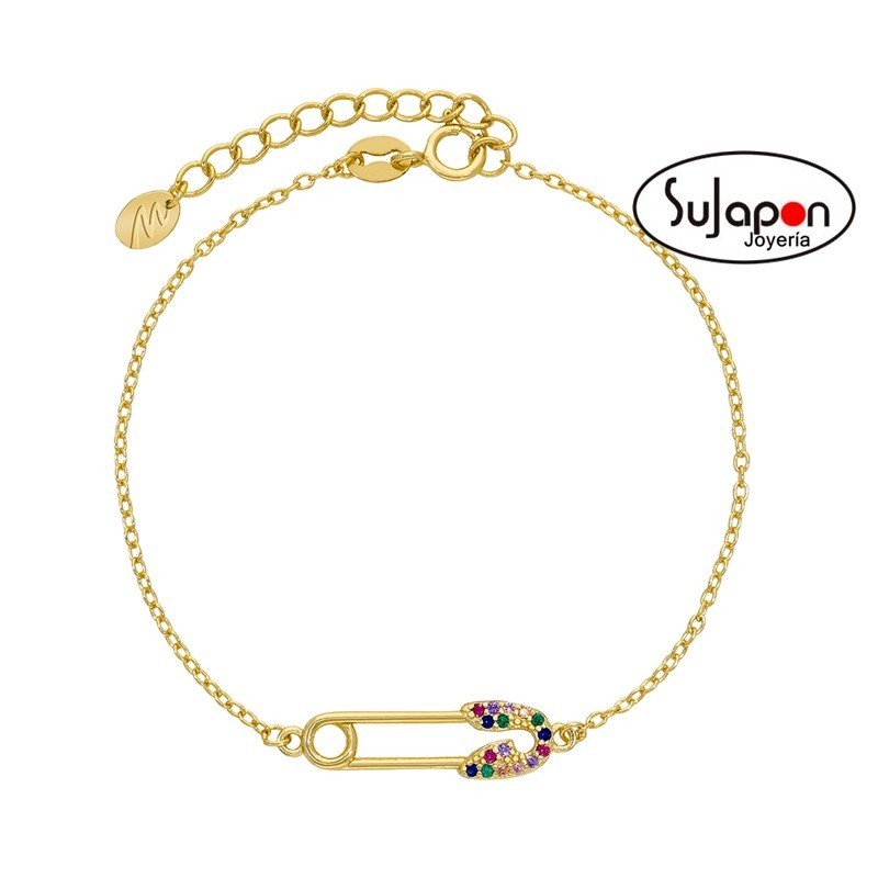 PULSERA PLATA CHAPADA IMPERDIBLE PIEDRAS DE COLORES DE MAREA