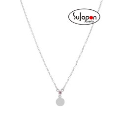 GARGANTILLA PLATA CON CIRCONITA VIOLETA Y MEDALLITA MAREA