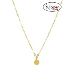 GARGANTILLA PLATA CHAPADA CON CIRCONITA Y MEDALLITA MAREA