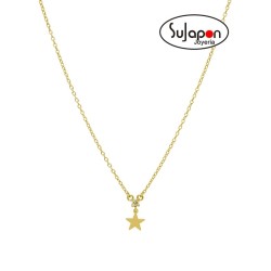 GARGANTILLA PLATA CHAPADA CON CIRCONITA ROSA Y ESTRELLA MAREA