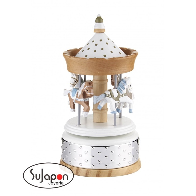 CARRUSEL DE MADERA Y PLATA CABALLITOS