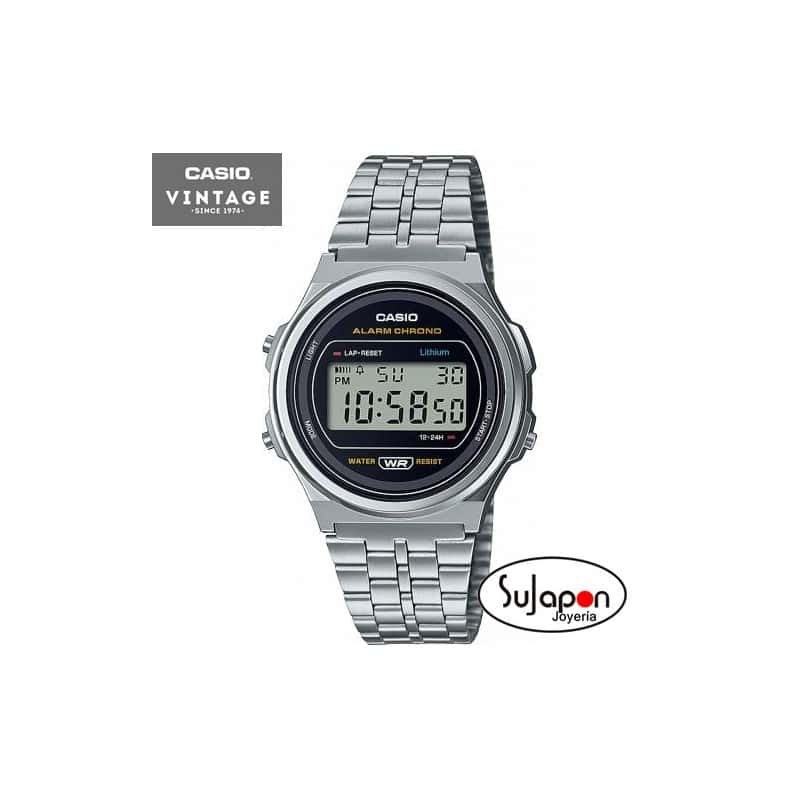 RELOJ CASIO PLATEADO DIGITAL REDONDO VINTAGE A171WE