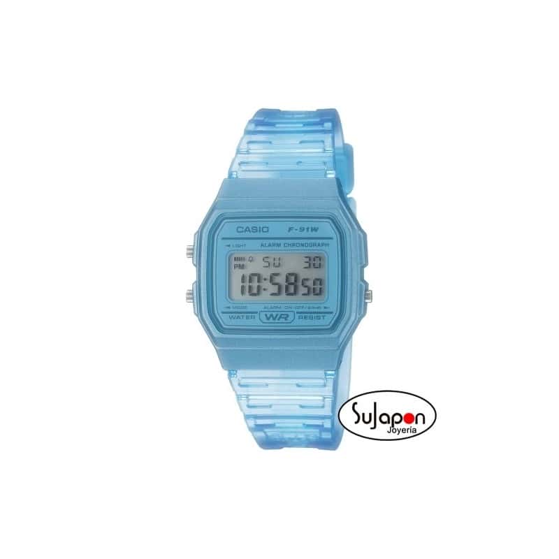 RELOJ DIGITAL CASIO AZUL F-91WS-2EF
