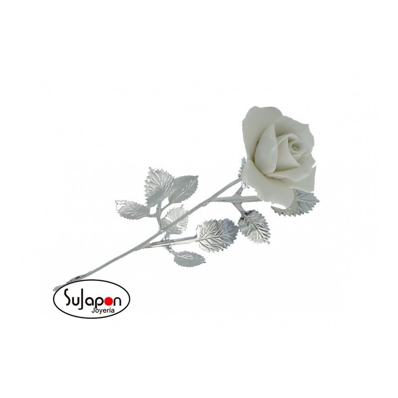 Rosa Blanca de porcelana de 26 cm.