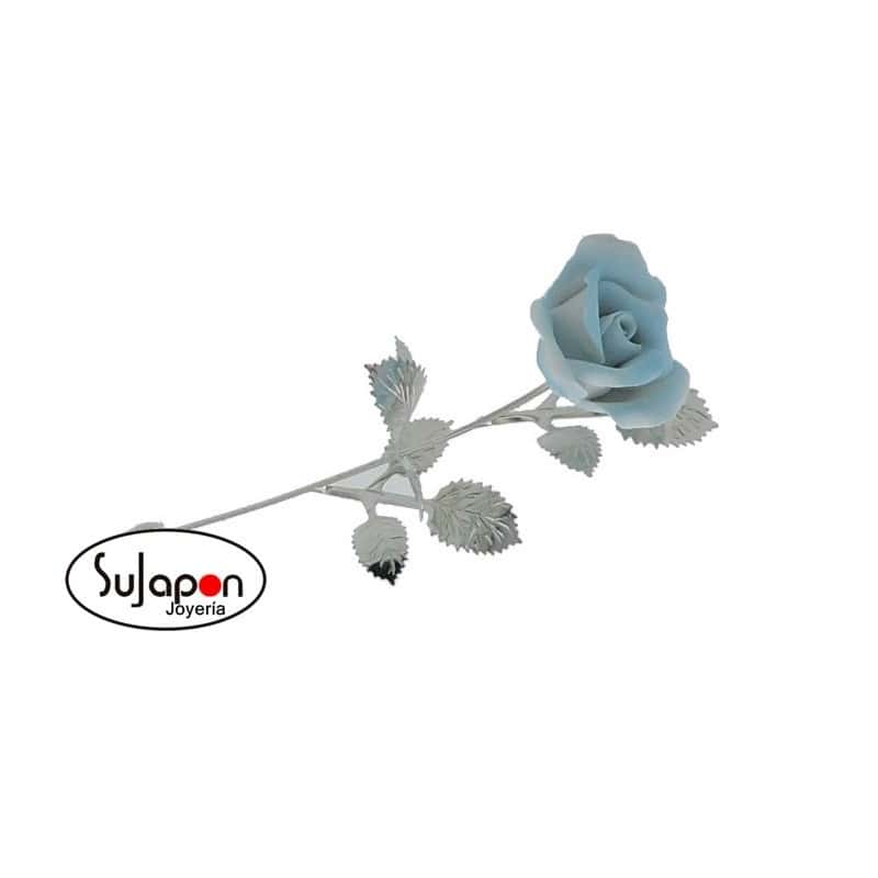 Rosa Azul celeste de porcelana de 26 cm.