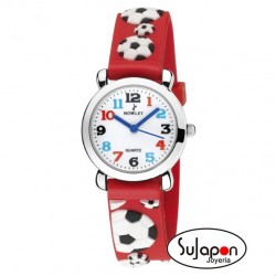 Reloj Nowley infantil con motivos fútbol rojo