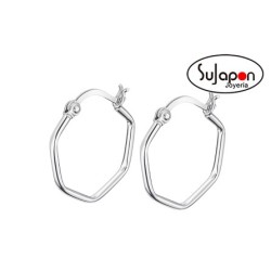 PENDIENTES DE ARO DE PLATA LOTUS SILVER HEXAGONAL