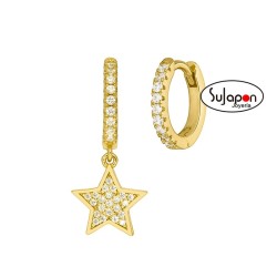 PENDIENTES HOOP PLATA CHAPADA CON ESTRELLA DE MAREA