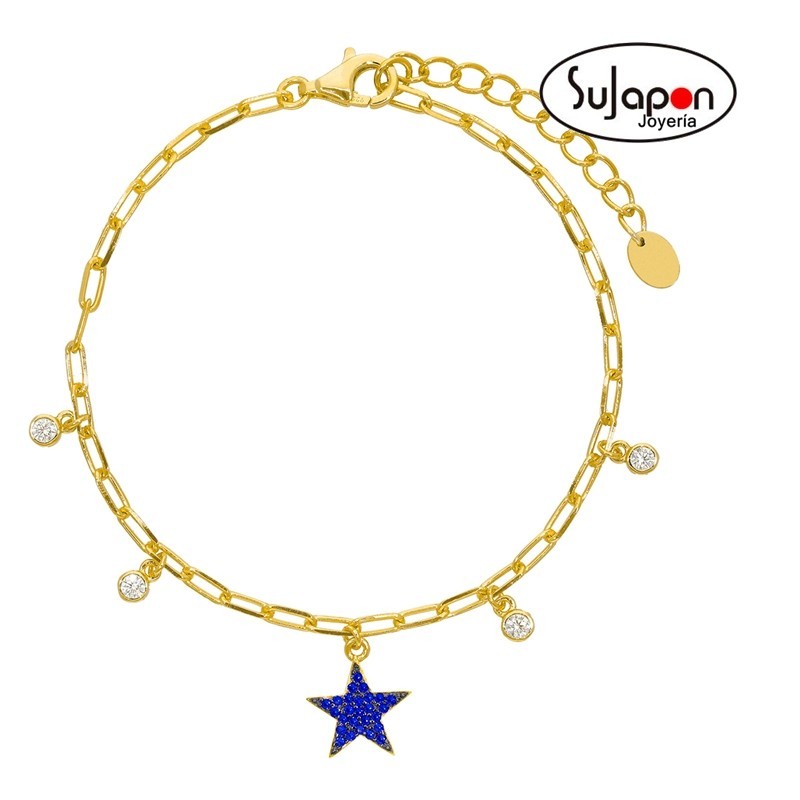 PULSERA PLATACHAPADA CON ESTRELLA AZUL DE MAREA