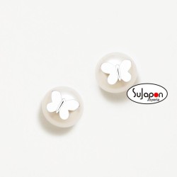 PENDIENTES AGATHA PERLA CON MARIPOSA LEONOR