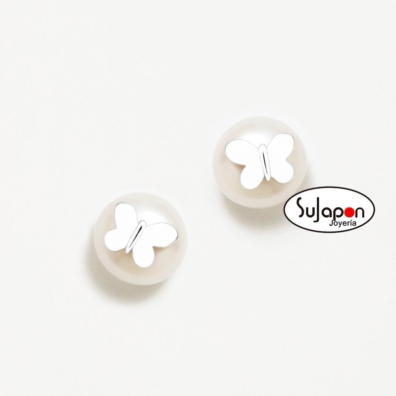 PENDIENTES AGATHA PERLA CON MARIPOSA LEONOR