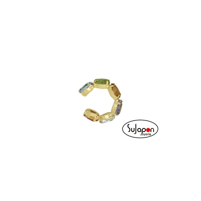 PENDIENTE EAR CUFF MULTICOLOR CHAPADO VICTORIA CRUZ