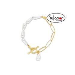 Pulsera de plata chapada y perlas de Liska Joyas