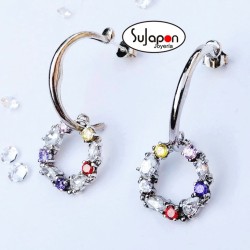 PENDIENTES PLATA ARO CON CIRCONITAS de AC.