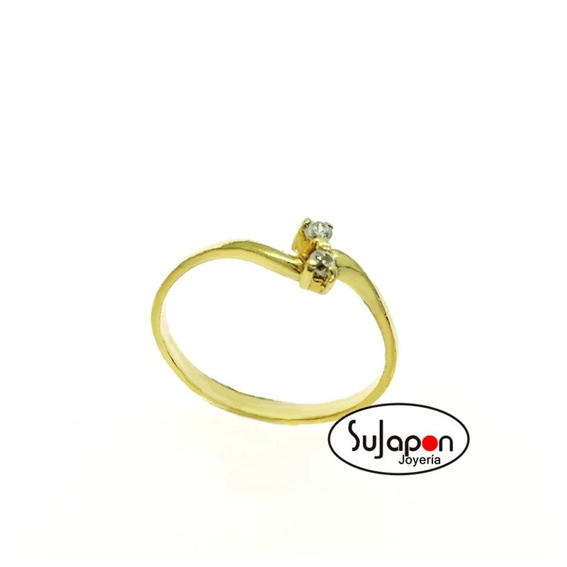 SORTIJA PLATA CHAPADA CON 2 CIRCONITAS DE AC.