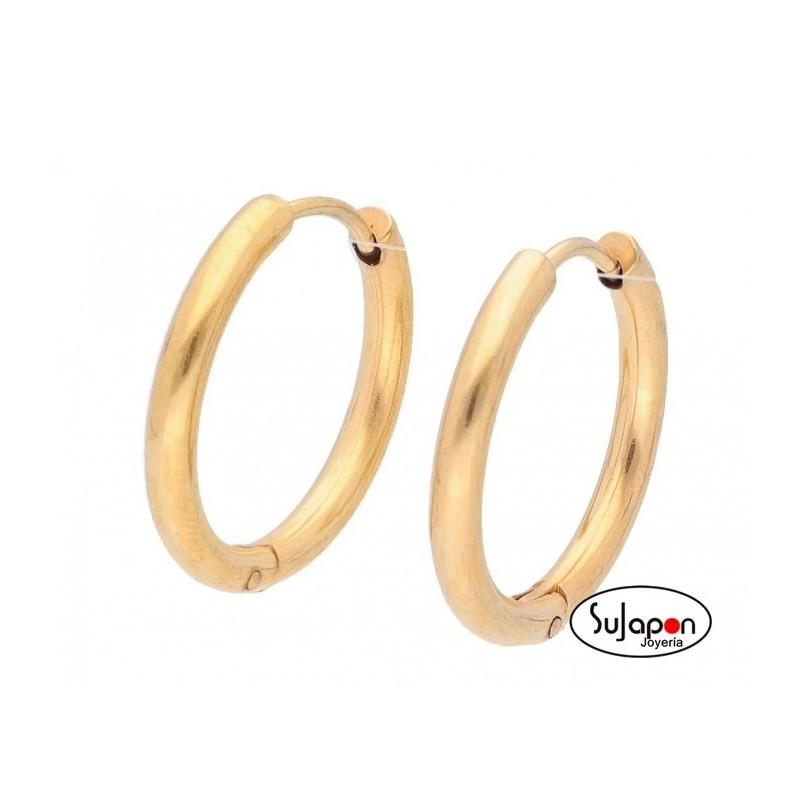 PENDIENTE ARO DE ACERO CHAPADO LISKA DE 16 mm.