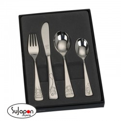 JUEGO DE 4 CUBIERTOS INFANTILES DE INOX CON OSOS