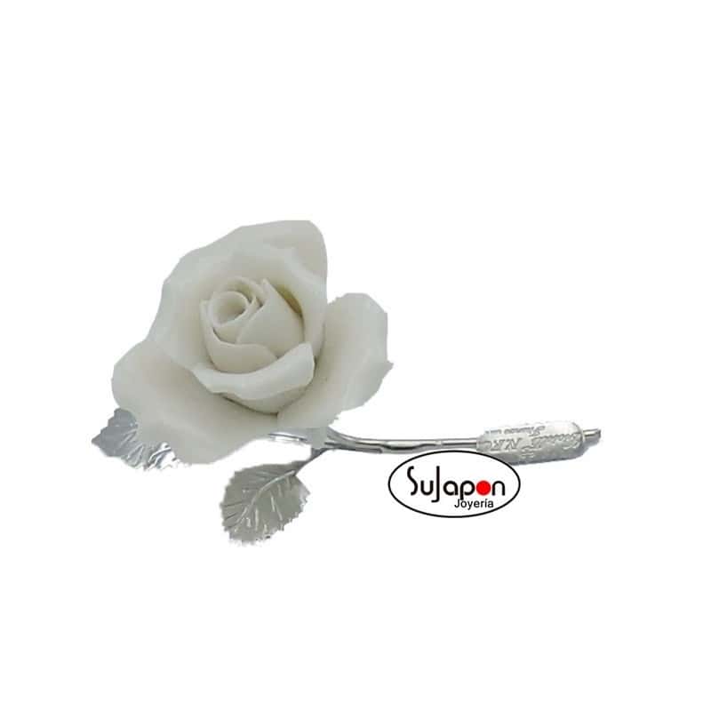 Figura Rosa blanca de 10 cm.