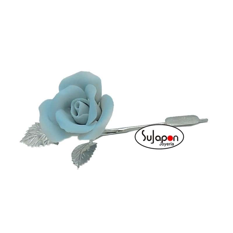 Figura Rosa celeste de 10 cm.