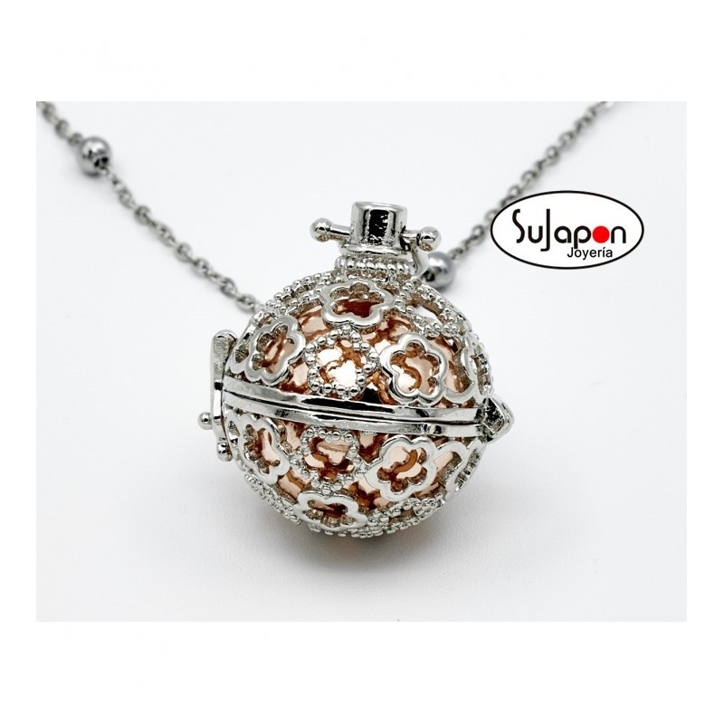 COLLAR ACERO LLAMADOR ÁNGELES CON FLORES DE AVANTY