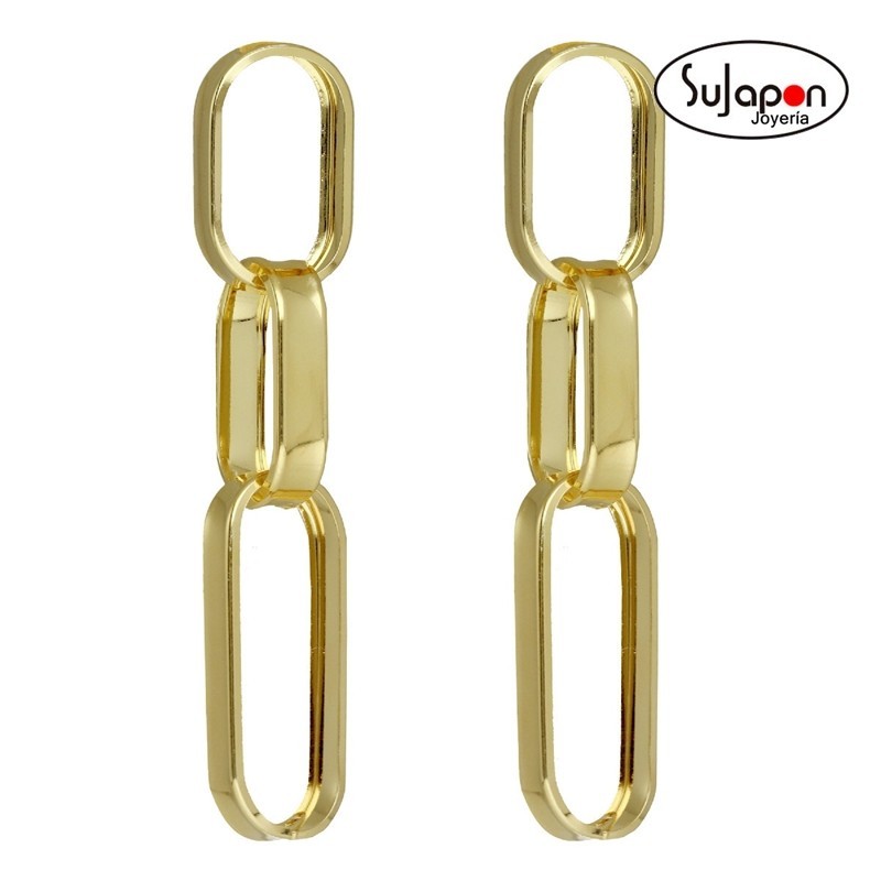 Pendientes 3 eslabones chapados oro DE VICTORIA CRUZ