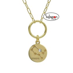 Collar geminis crystal de Zodiac chapado DE  VICTORIA CRUZ