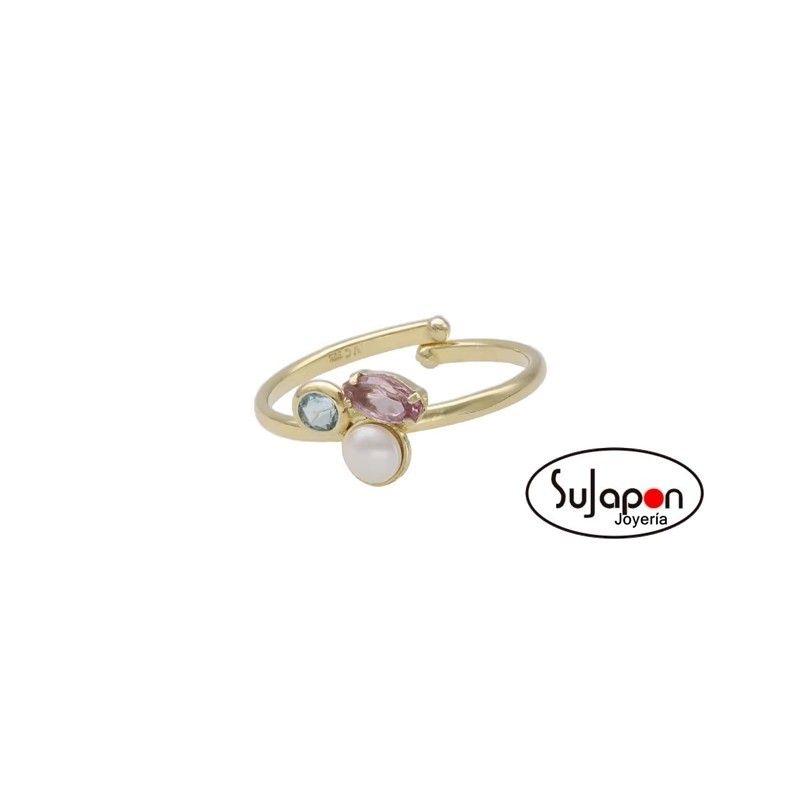 Anillo perla multicolor bañado en oro de VICTORIA CRUZ