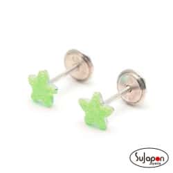PENDIENTES PLATA ESMALTADA LA PETRA ESRELLA VERDE