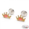 PENDIENTES PLATA ESMALTADA LA PETRA CORONA DORADA