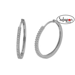 PENDIENTES ARO PLATA Y CIRCONITAS LISKA DE 25MM