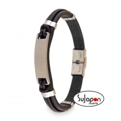 PULSERA PIEL Y ACERO NEGRA Y MARRON  AVANTY