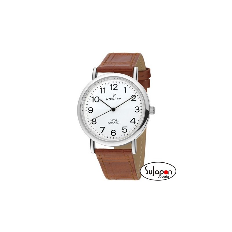 Reloj Nowley clásico correa de piel y números grandes