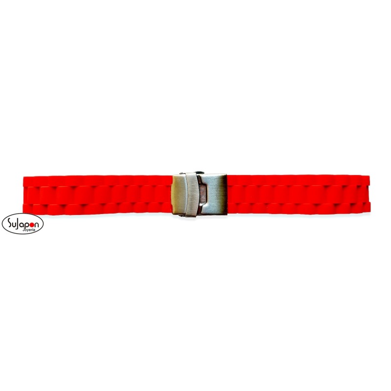 Correa silicona con cierre de seguridad 18 mm. 3 colores