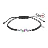 Pulsera Lotus Silver Plata e hilo negro con circonitas de colores