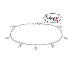 PULSERA TOBILLERA LOTUS SILVER  PLATA CON HOJAS