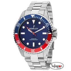 Reloj Nowley de acero para hombre, azul y rojo