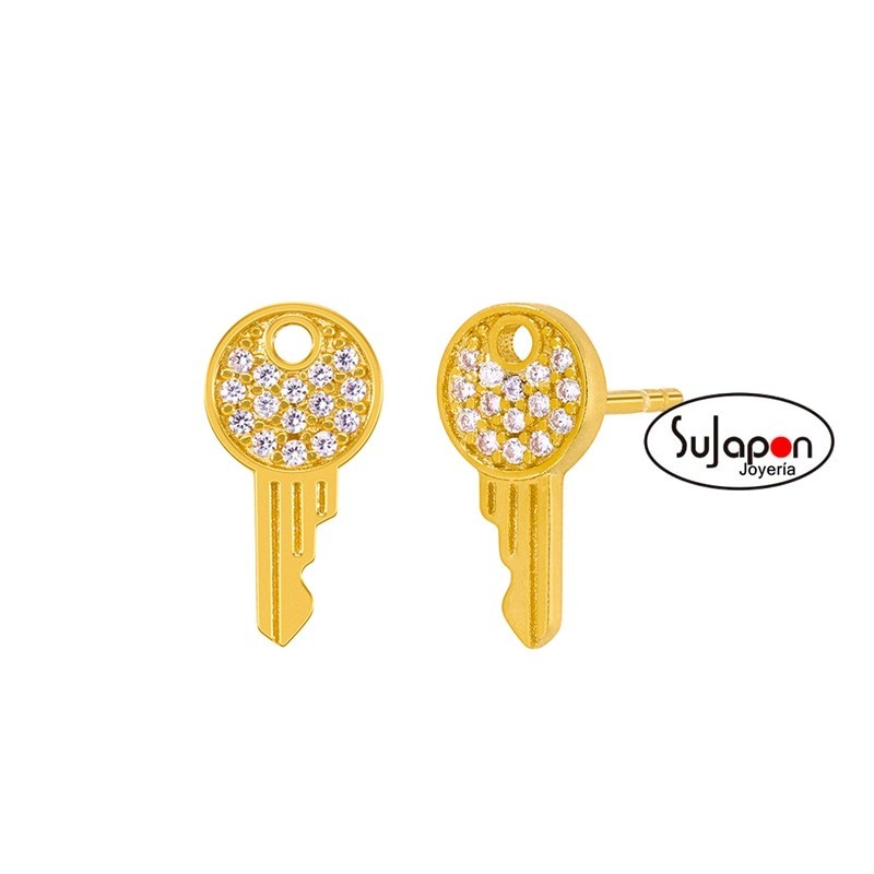 PENDIENTES PLATA CHAPADA CON FORMA LLAVE DE MAREA