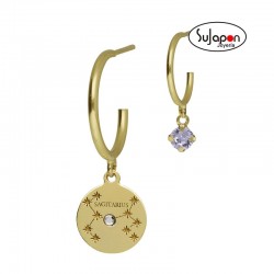 Pendientes aro crystal chapados Sagitario DE VICTORIA CRUZ