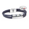 Pulsera de cuero azul y acero