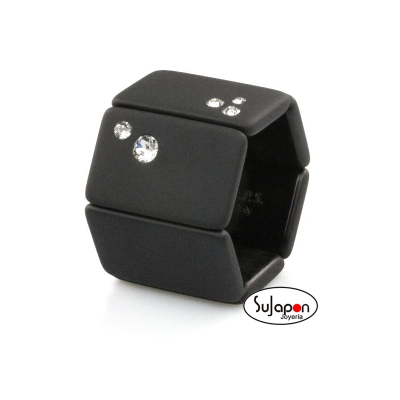 pulsera Stamps negra con Swarovski