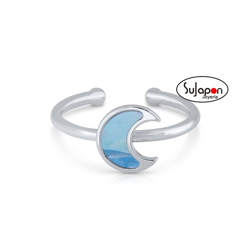 SORTIJA PLATA NIÑA DE LA PETRA con luna azul