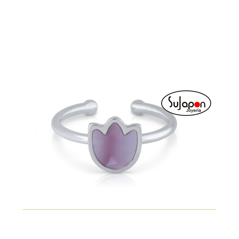 SORTIJA PLATA NIÑA DE LA PETRA con tulipán violeta