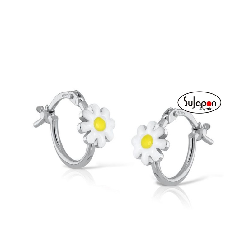 PENDIENTES ARO PLATA CON MARGARITA, LA PETRA