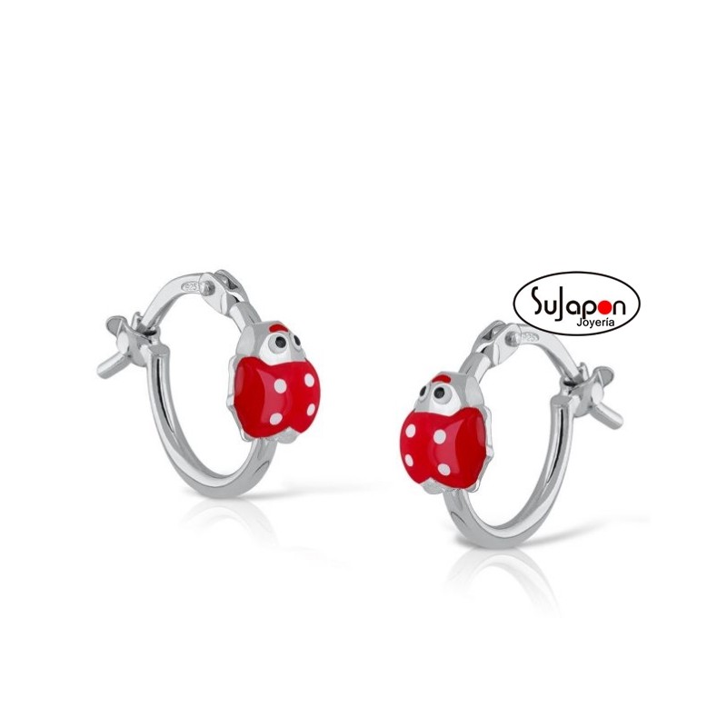 PENDIENTES ARO PLATA CON MARIQUITA, LA PETRA