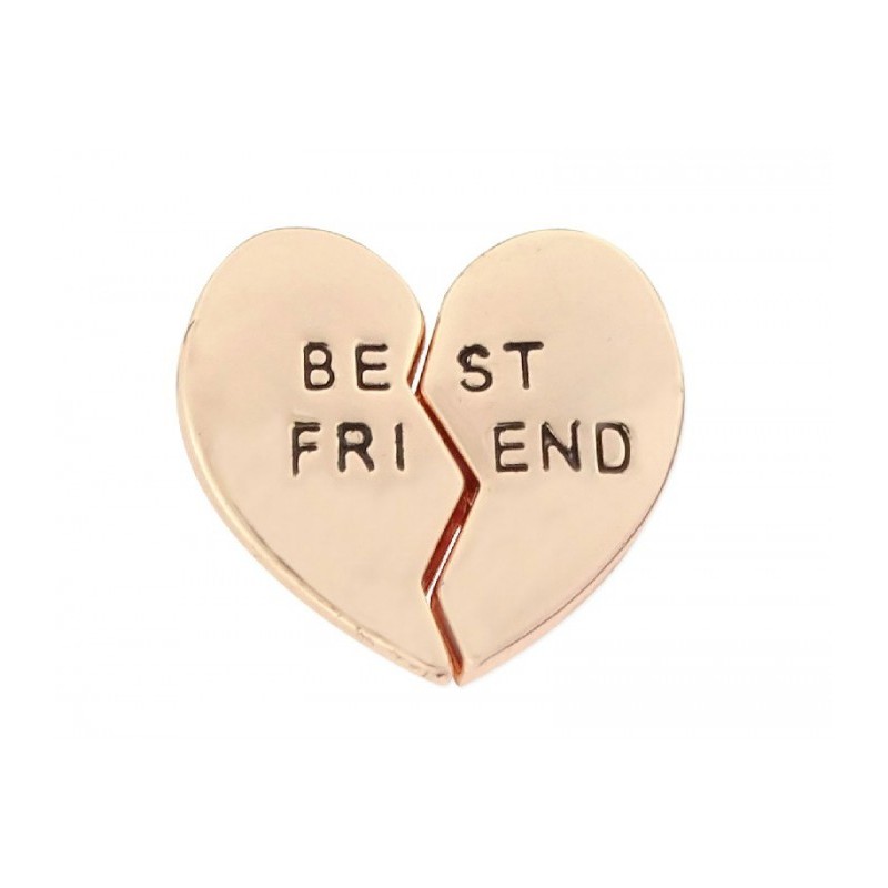 CHARM LISKA CORAZÓN PARTIDO BEST FRIEND EN CHAPADO ROSA