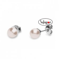 PENDIENTES PERLA champán 6 mm Y PLATA LISKA