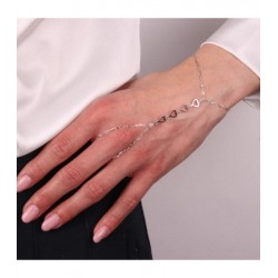 Pulsera de plata baciamano con corazones de Liska Joyas